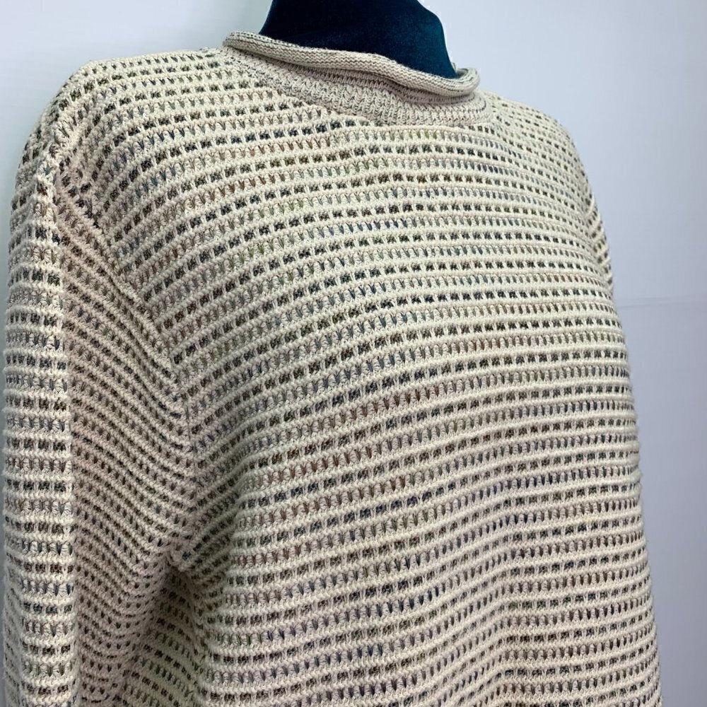 Classic Elements Sweater Medium Textured Tan Knit… - image 3